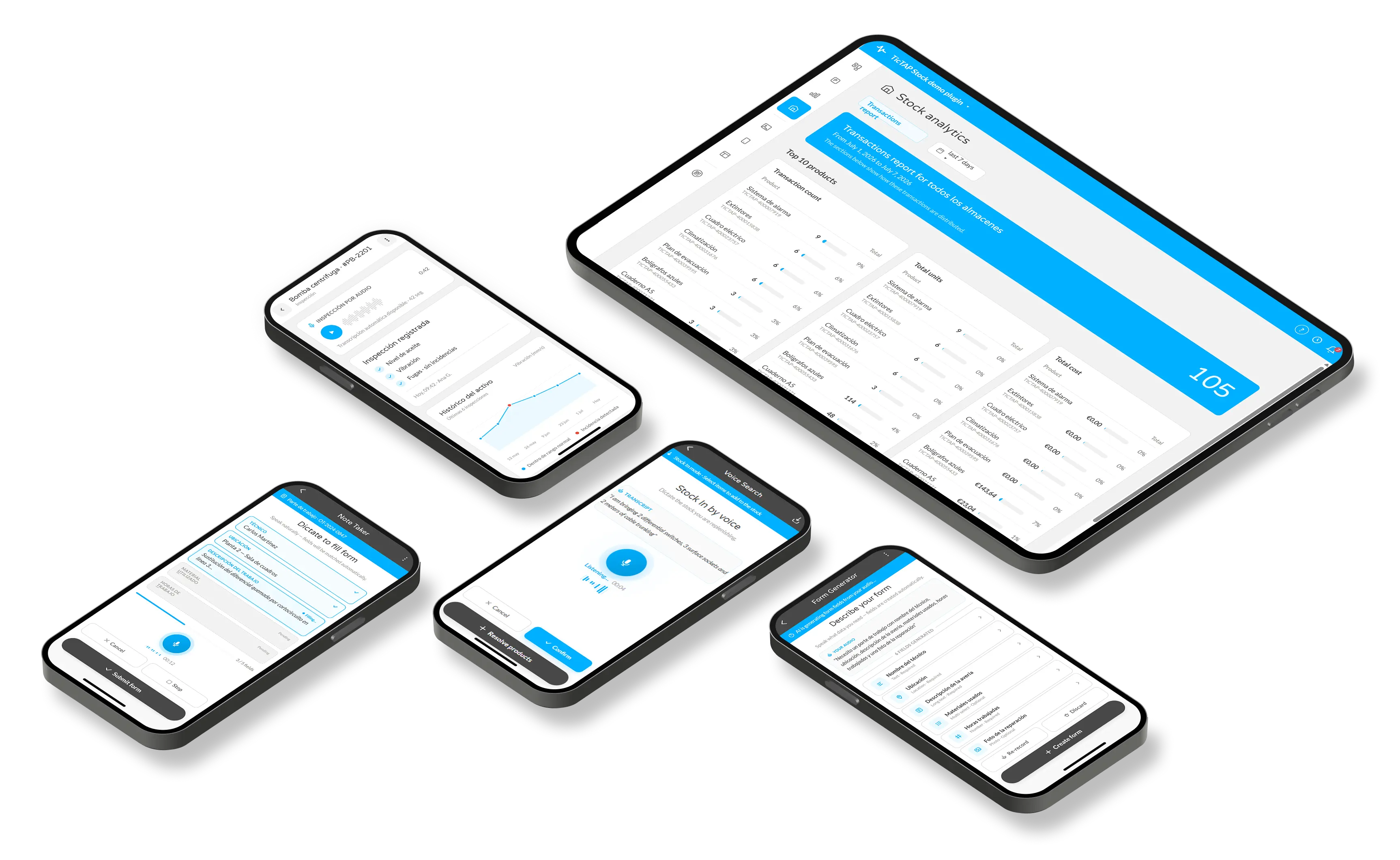 Integrado con stock, formularios y tareas